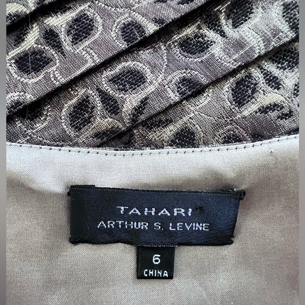 Tahari ASL Gold Metallic & Black Cocktail Dress Size 6 - Picture 3 of 5